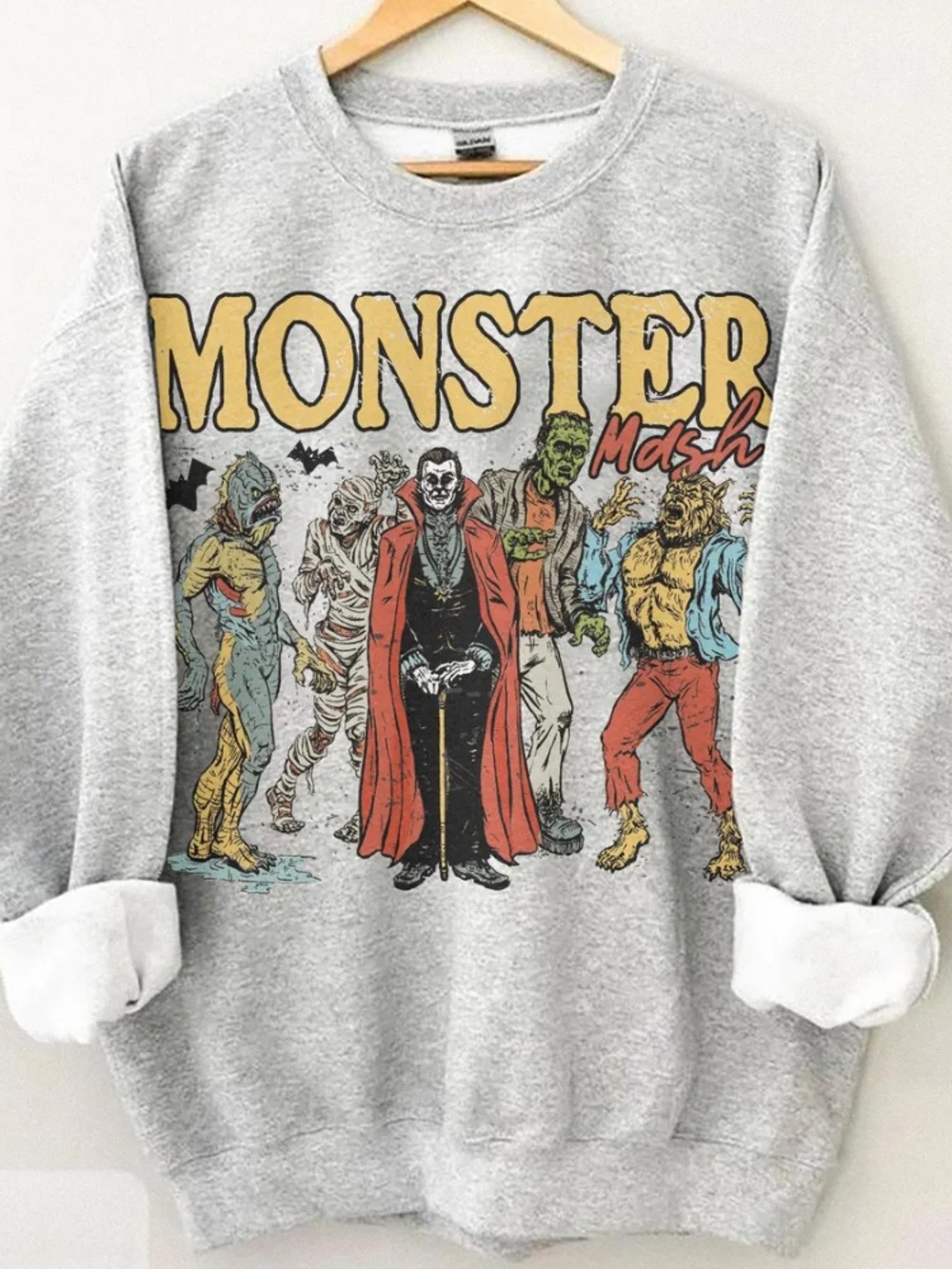 Monster Mash Dracula Frankenstein Mummy Werewolf Halloween Sweatshirt